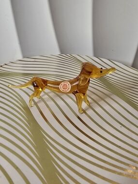 Amber Glass Dachshund Figurine